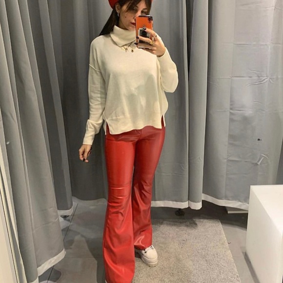 Polyster red flare pants - Picture 2 of 2